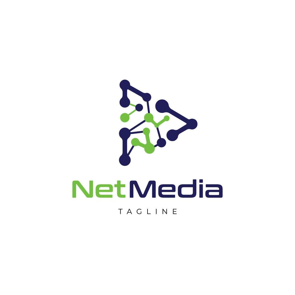 netto media nätverk spela knapp logotyp design symbol vektor