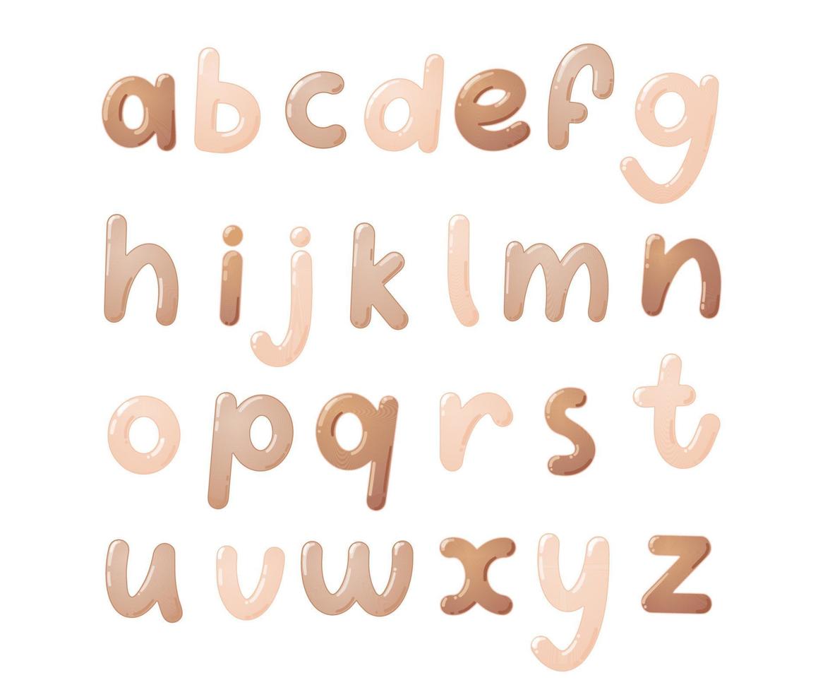 färgrik barn font. glansig barn alfabet i tecknad serie stil. vektor typografi för skola, förskola och dagis design.