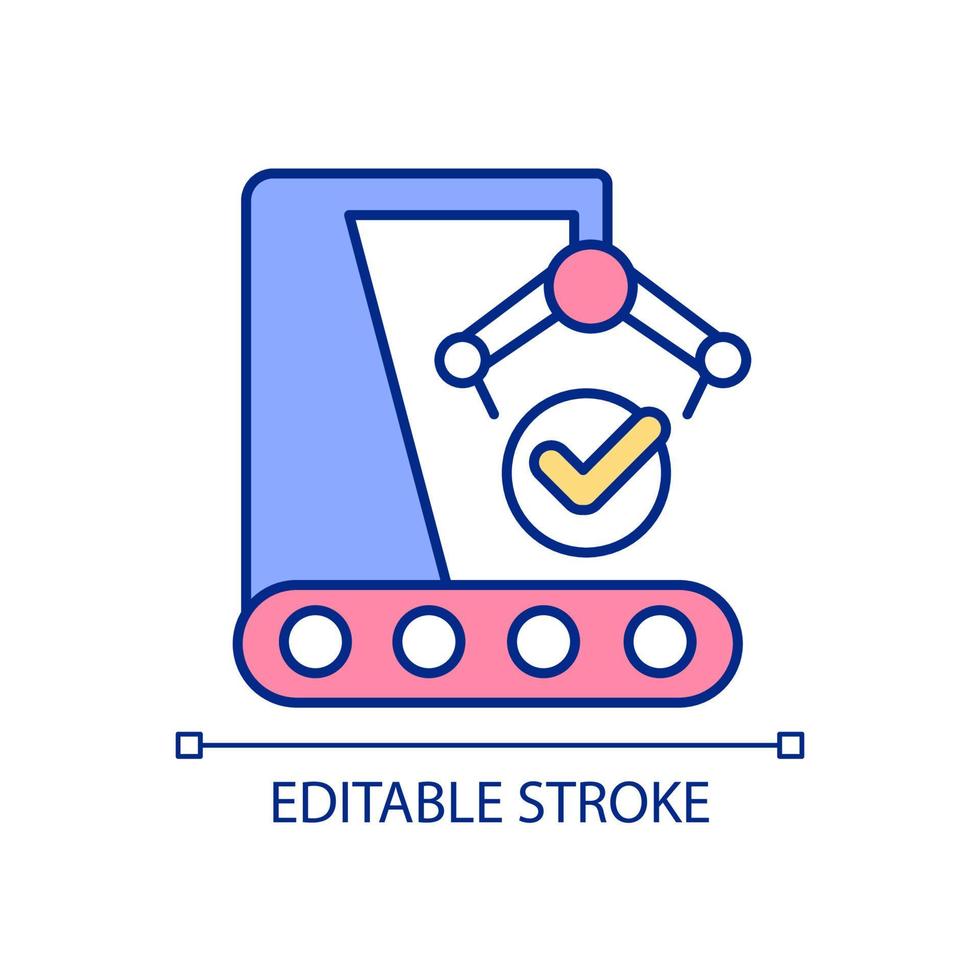 RGB-Farbsymbol für Fertigungssicherheit. ordnungsgemäße Wartung der Geräte. Fabrikmaschinen richtig bedienen. isolierte Vektorillustration. einfache gefüllte Strichzeichnung. editierbarer Strich. vektor