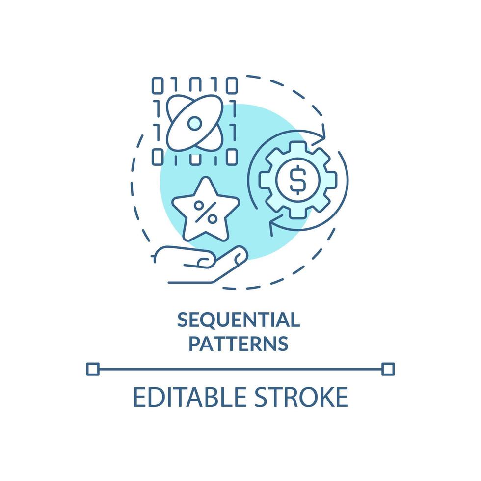 sekventiell mönster turkos begrepp ikon. data brytning Metod abstrakt aning tunn linje illustration. analys. isolerat översikt teckning. redigerbar stroke. vektor
