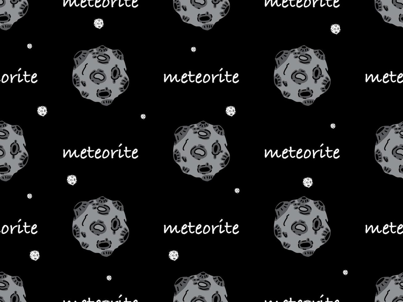 nahtloses Muster der Meteoritenzeichentrickfilm-figur auf schwarzem Hintergrund vektor