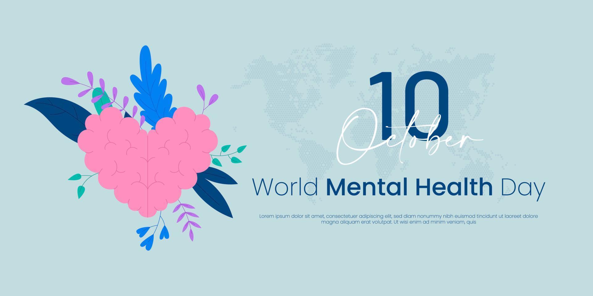 värld mental hälsa dag bakgrund illustration baner vektor