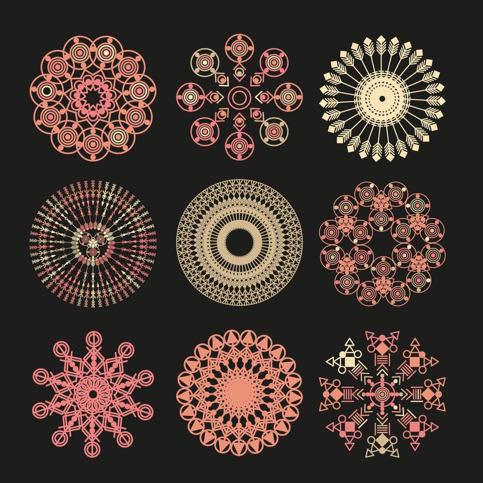 Stammes-Mandala-Set. vektor