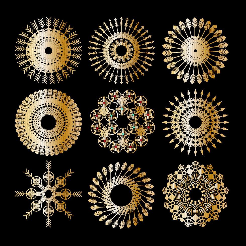 Gold-Mandala-Ornament. vektor