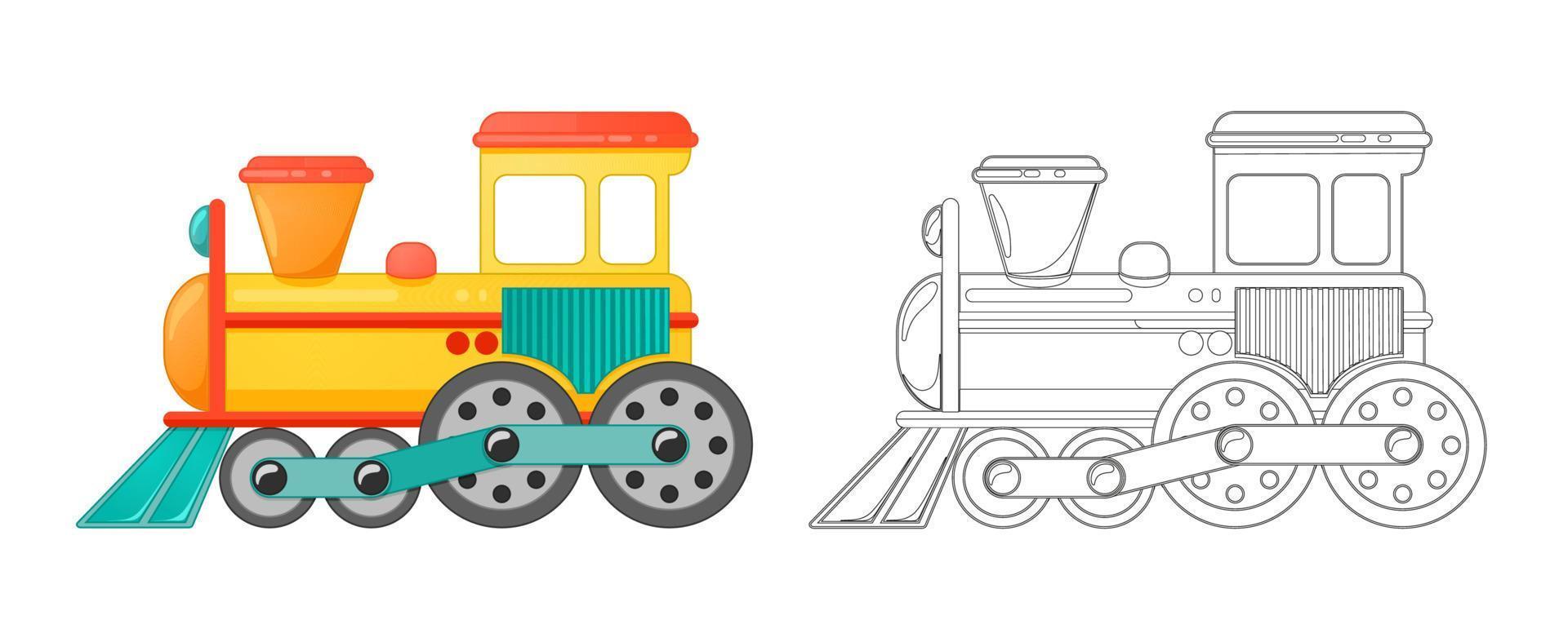 Kinderzugspielzeug im Cartoon-Stil. Vektor-Illustration isoliert auf weißem Hintergrund. vektor