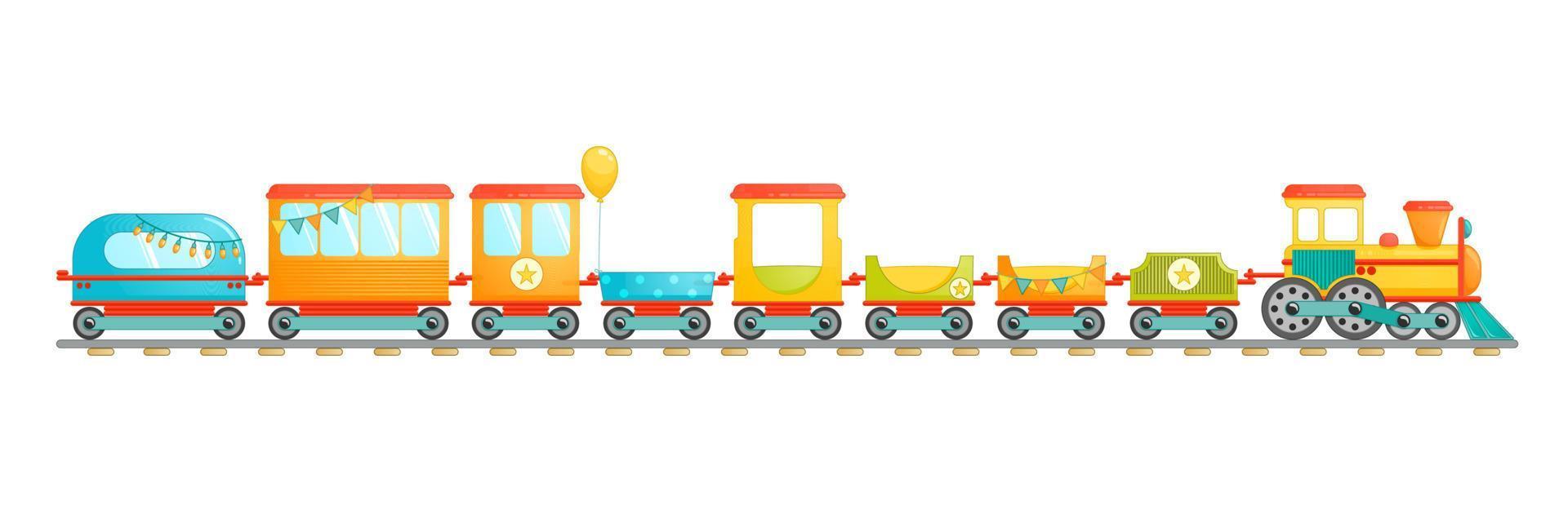 Kinderzugspielzeug im Cartoon-Stil. Vektor-Illustration isoliert auf weißem Hintergrund. vektor