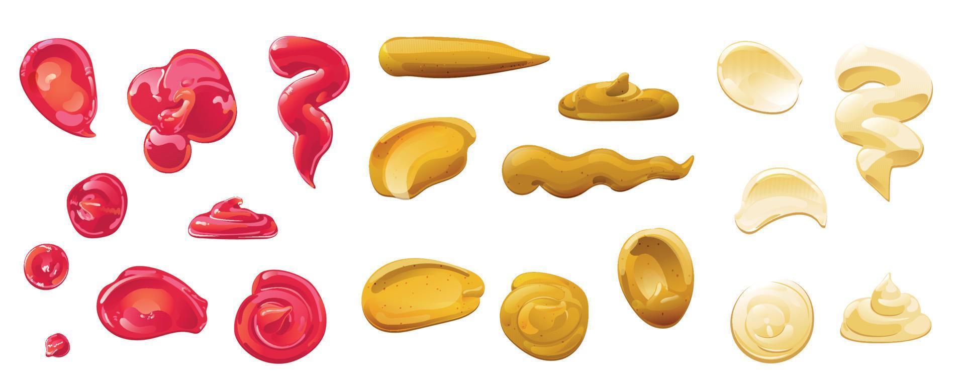 ketchup, majonnäs, senap såser uppsättning. realistisk vektor illustration isolerat på vit bakgrund.