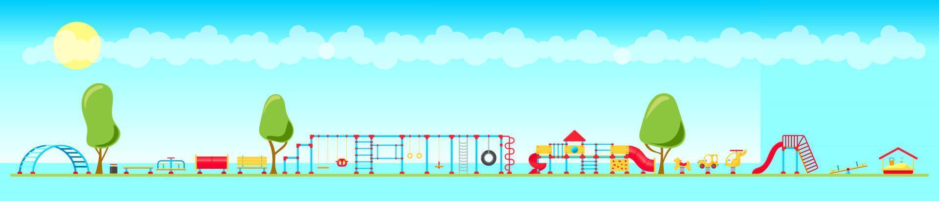 barn lekplats. uppsättning av spelar Utrustning element. stad parkera begrepp. vektor illustration