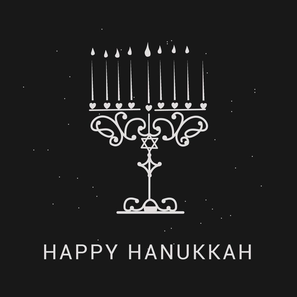 Lycklig hanukkah text hälsning kort. festlig affisch skriva ut typografisk inskrift. vektor illustration