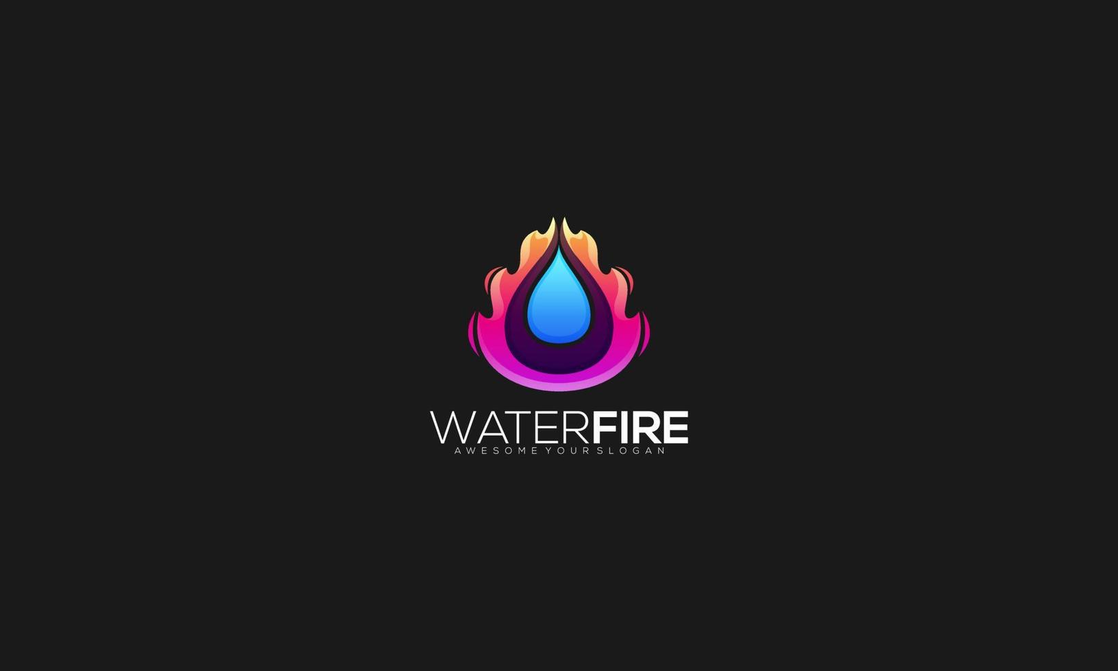 Vektor-Logo-Illustration Wasser Feuer Farbverlauf bunten Stil vektor