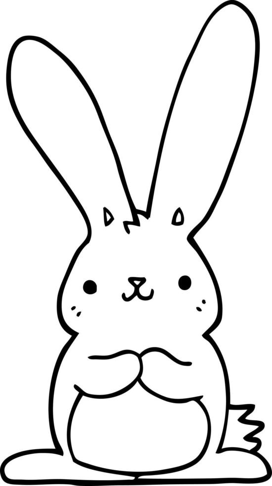 linje teckning tecknad serie kanin vektor