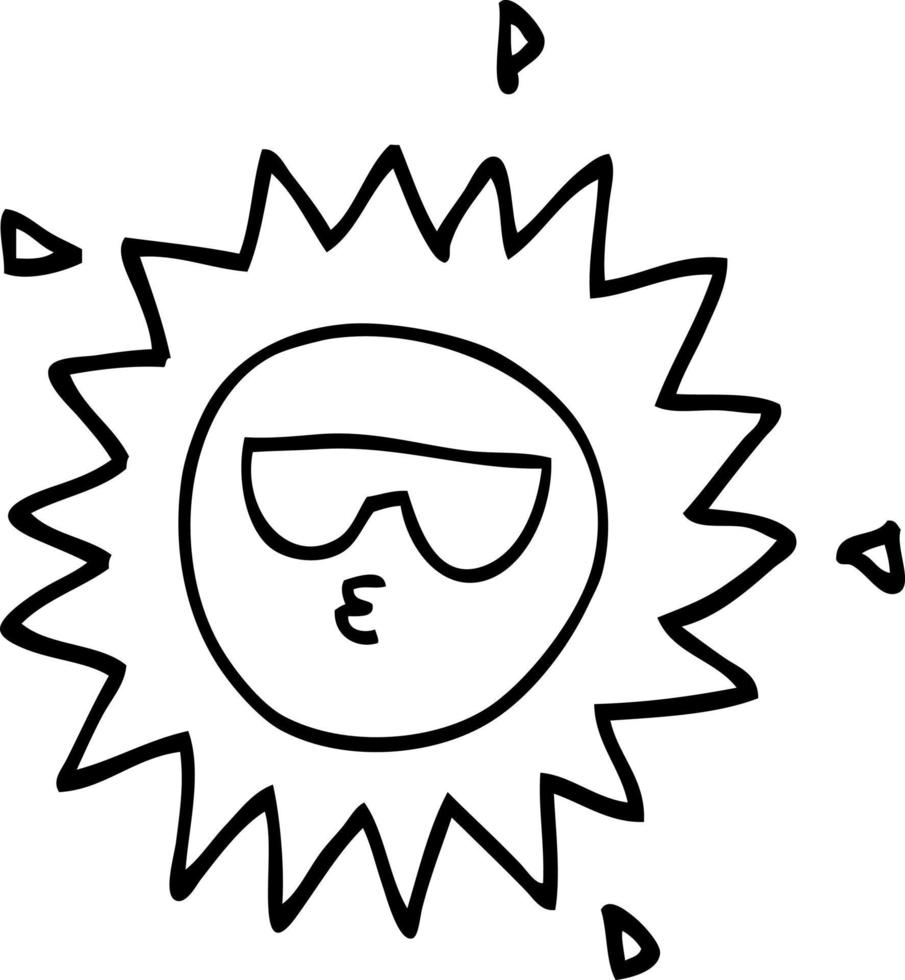 Strichzeichnung Cartoon Sonne vektor