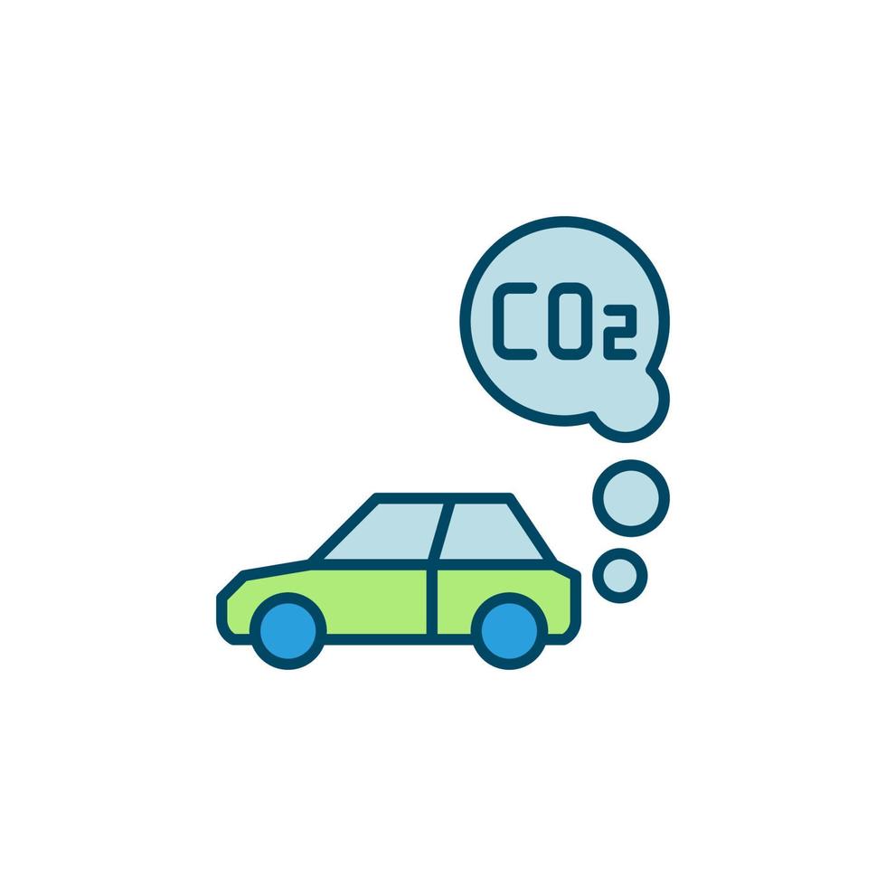 Autoabgase mit farbigem Symbol für CO2-CO2-Vektor vektor