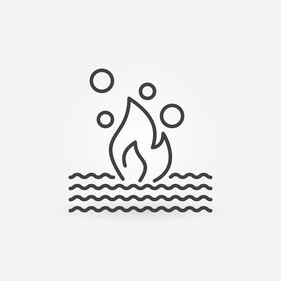 Feuer im Ozean Umriss Vektor Konzept Symbol oder Zeichen