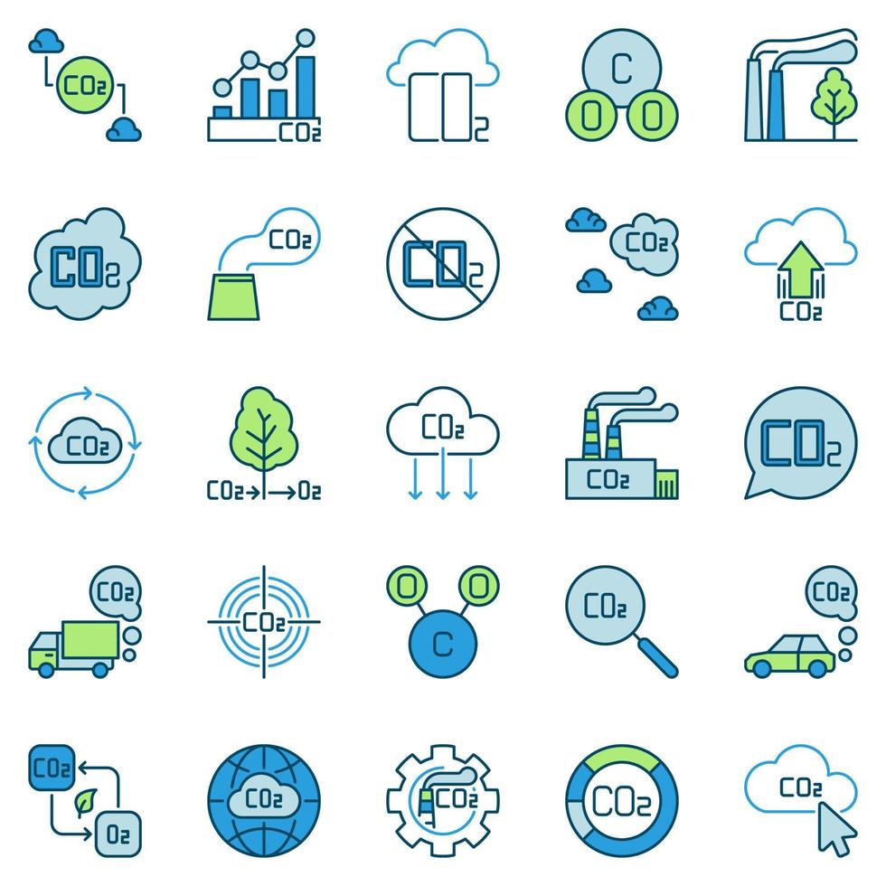 kohlendioxid co2 kreative vektorkonzeptikonen eingestellt vektor