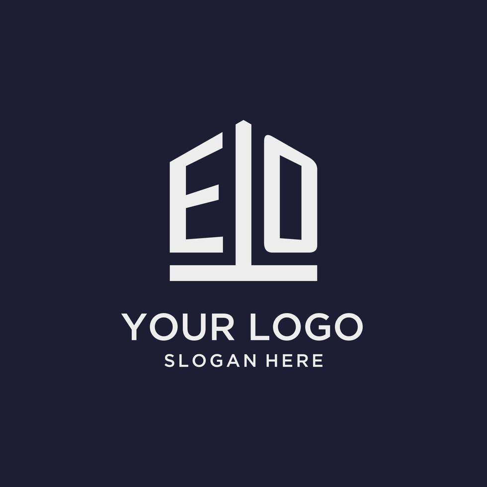 eo första monogram logotyp design med femhörning form stil vektor