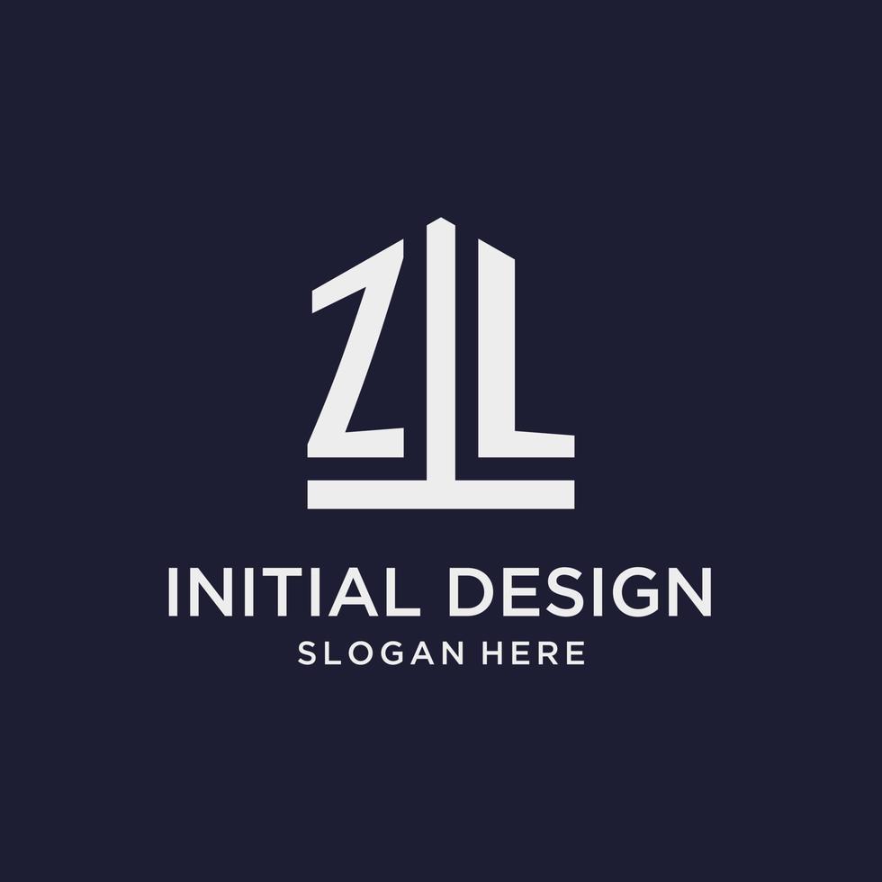 zl första monogram logotyp design med femhörning form stil vektor