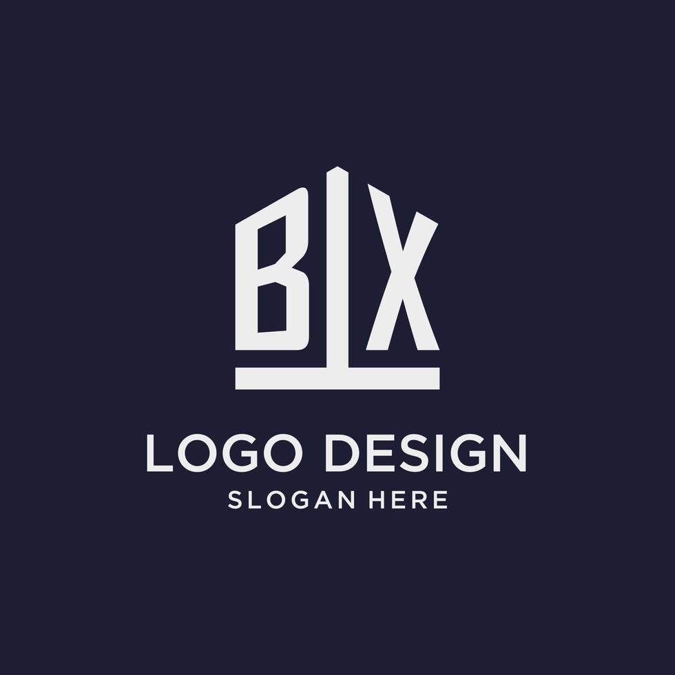 bx första monogram logotyp design med femhörning form stil vektor