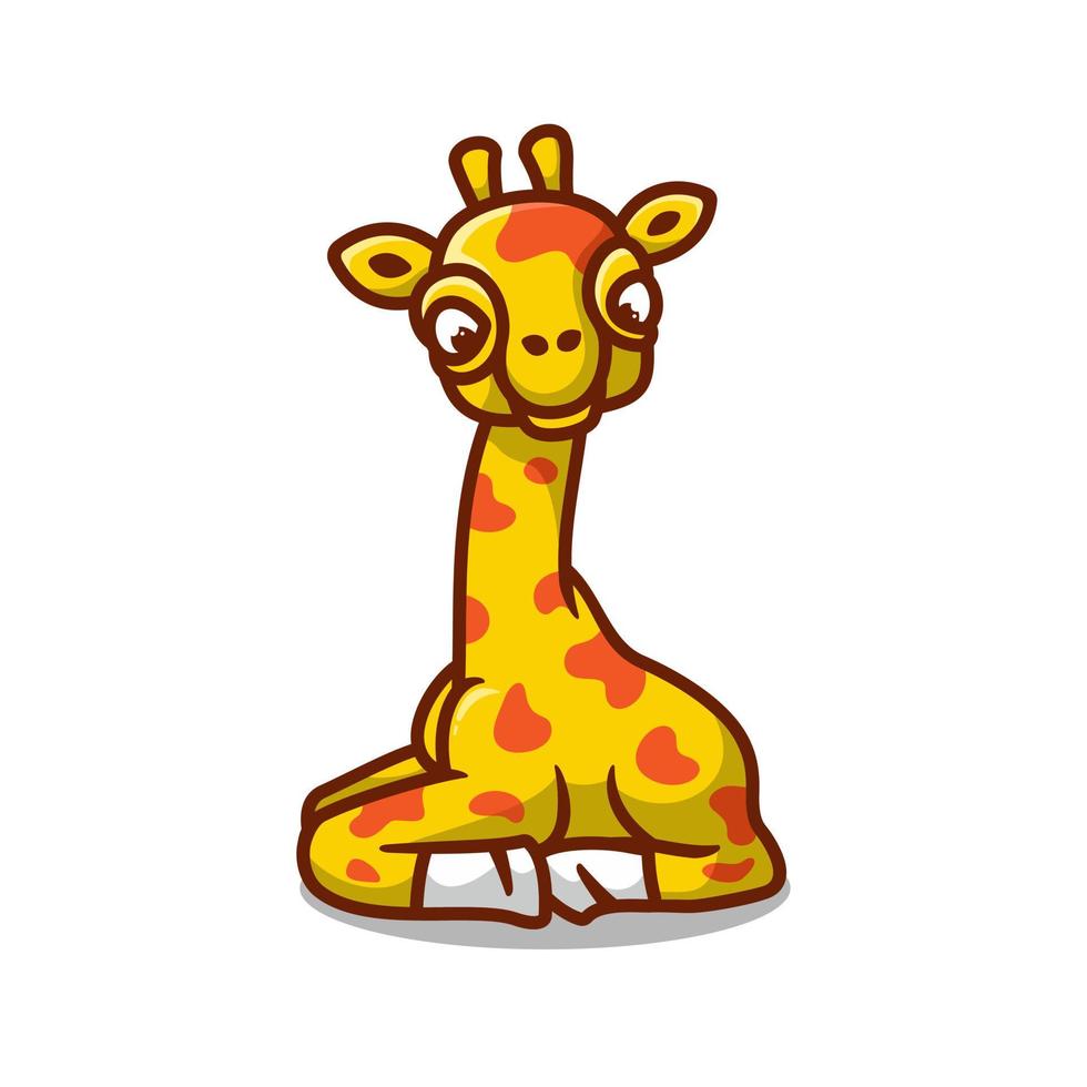 söt giraff tecknad serie logotyp design, platt design stil vektor