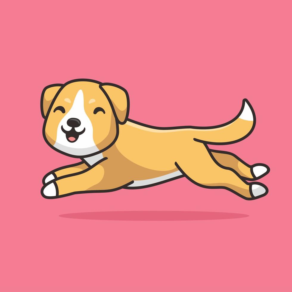 söt springa hund tecknad serie ikon illustration. vektor
