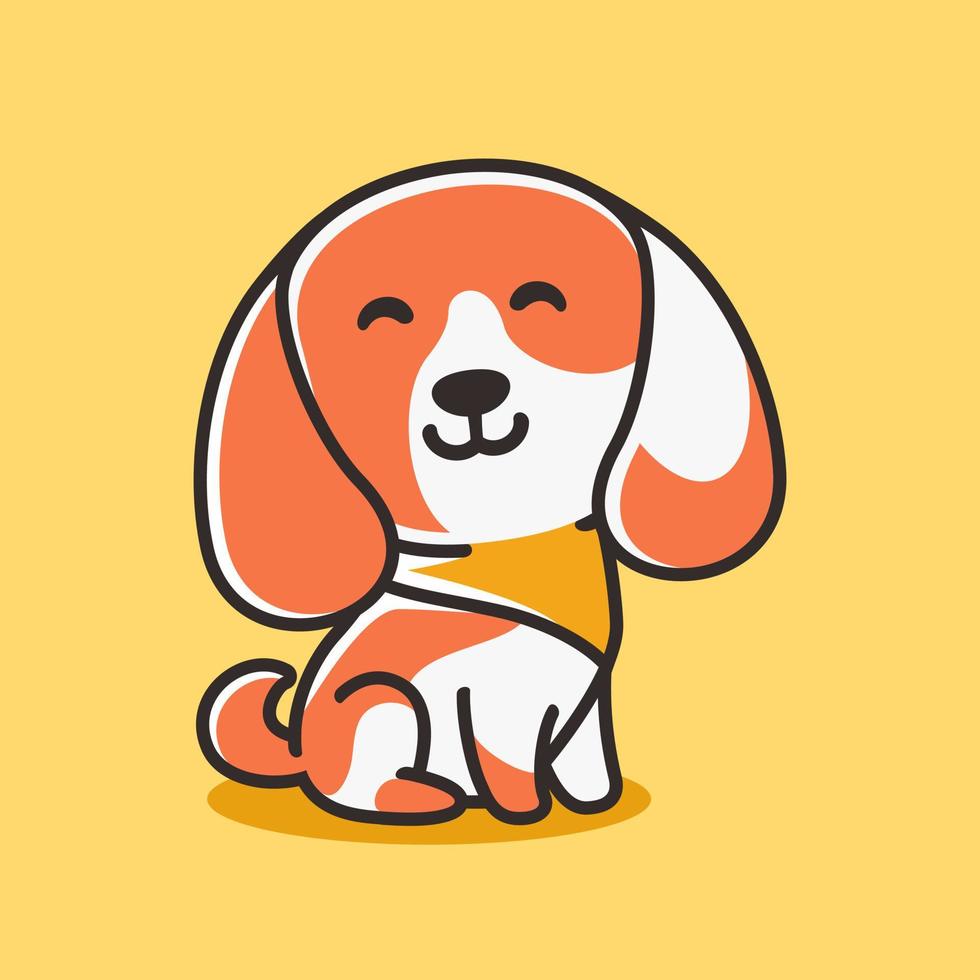 söt hund tecknad serie ikon illustration. premie platt design stil vektor