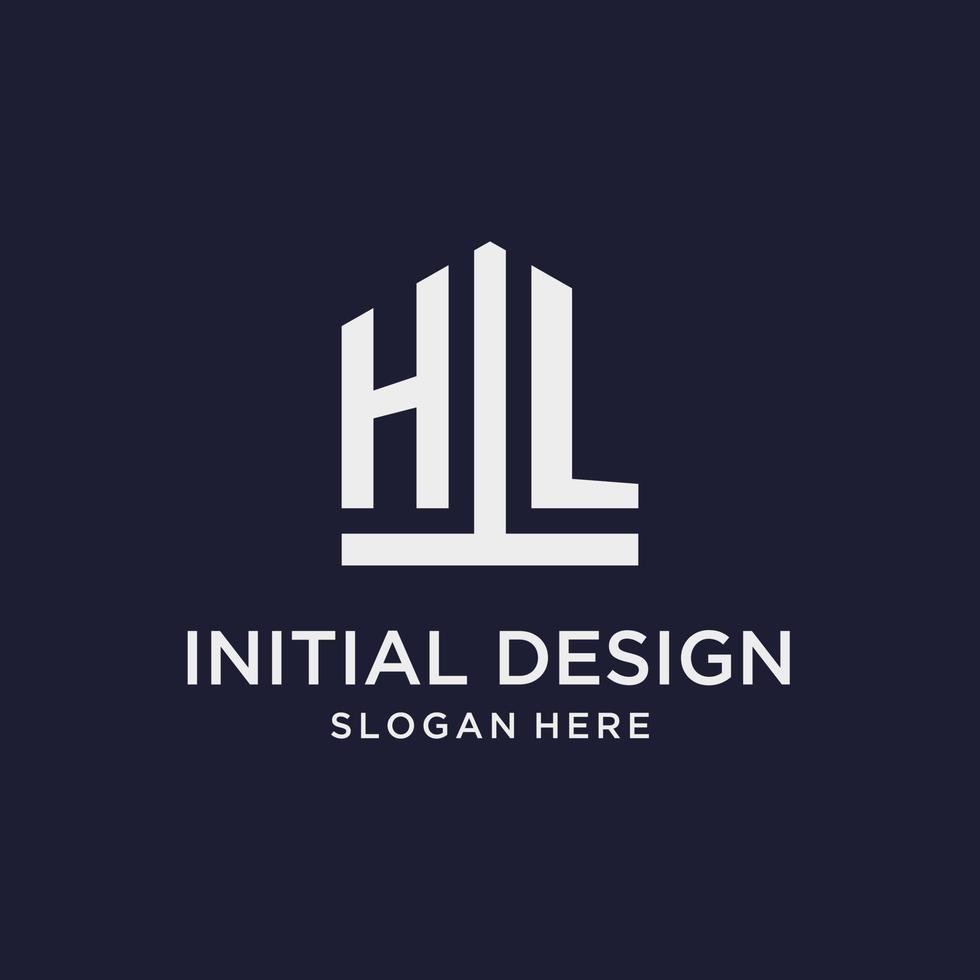 hl första monogram logotyp design med femhörning form stil vektor
