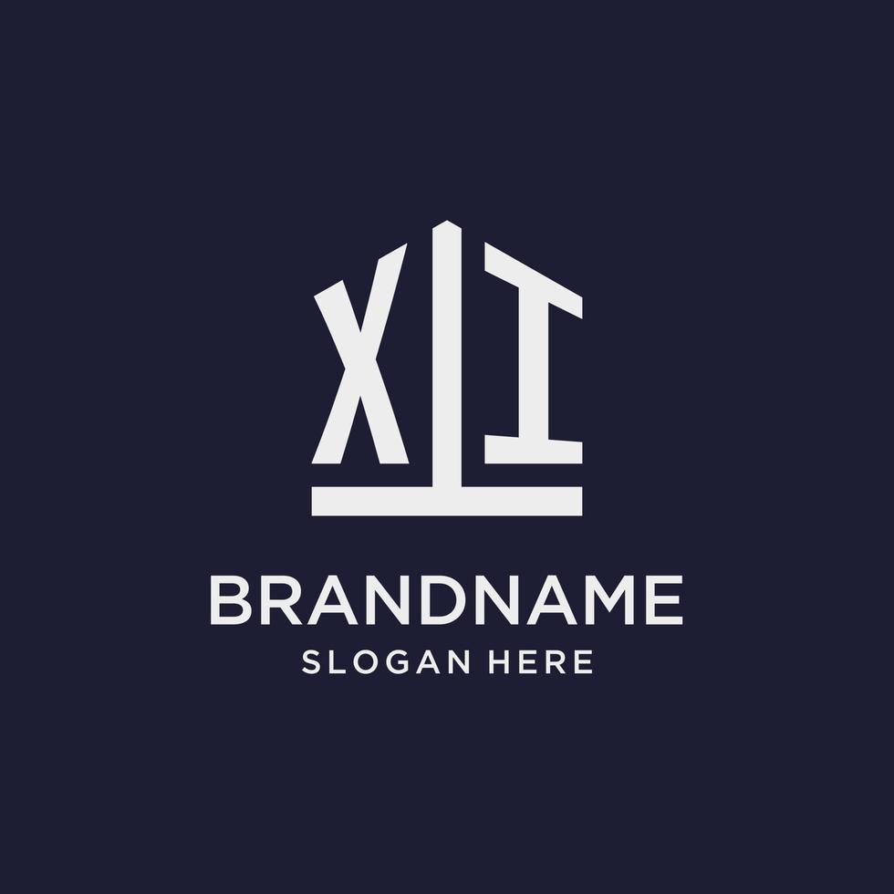 xi första monogram logotyp design med femhörning form stil vektor
