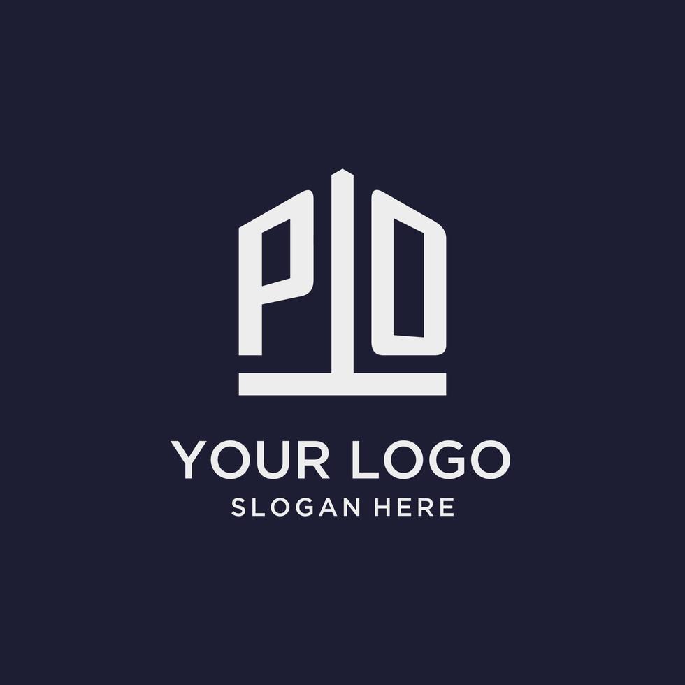 po Anfangsmonogramm-Logo-Design mit Pentagon-Form-Stil vektor
