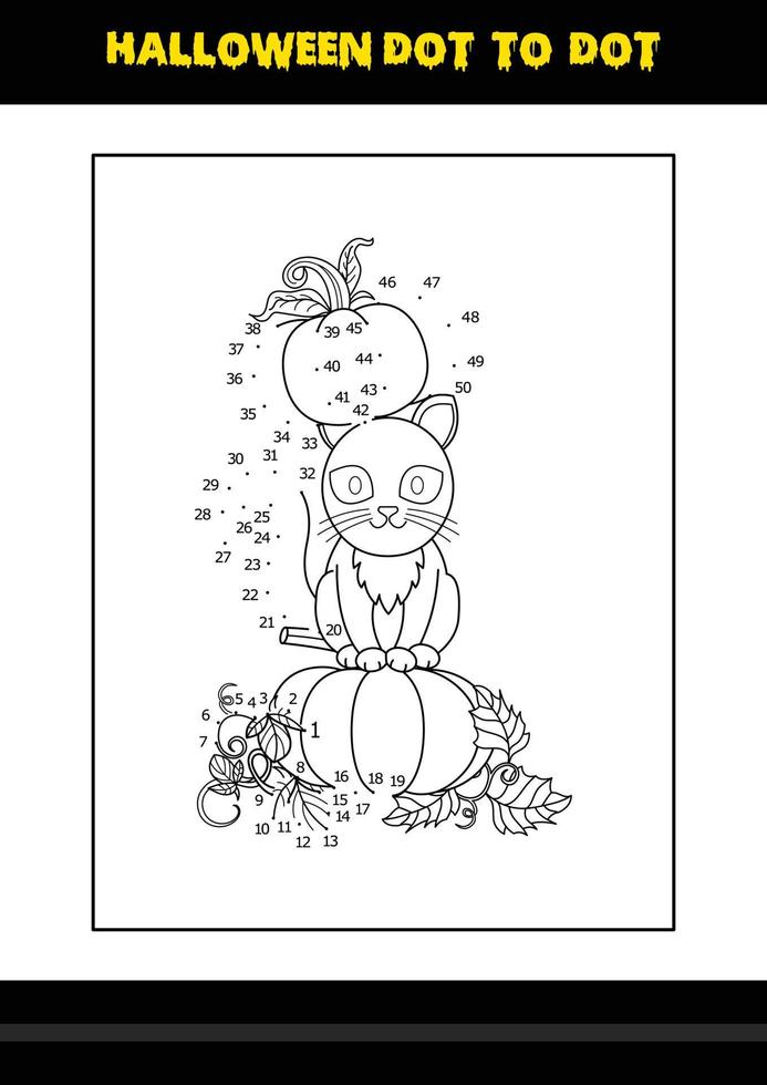 Halloween-Punkt-zu-Punkt-Malvorlagen für Kinder. Strichzeichnungen zum Ausmalen von Seitendesign für Kinder. vektor