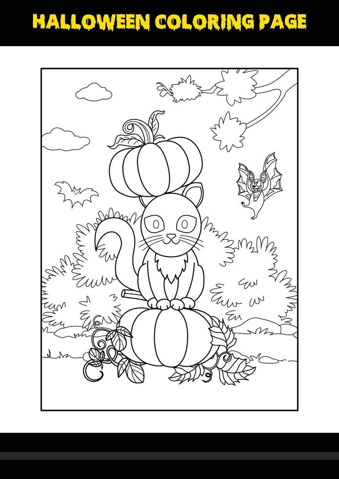 halloween färg sida för ungar. linje konst färg sida design för ungar. vektor