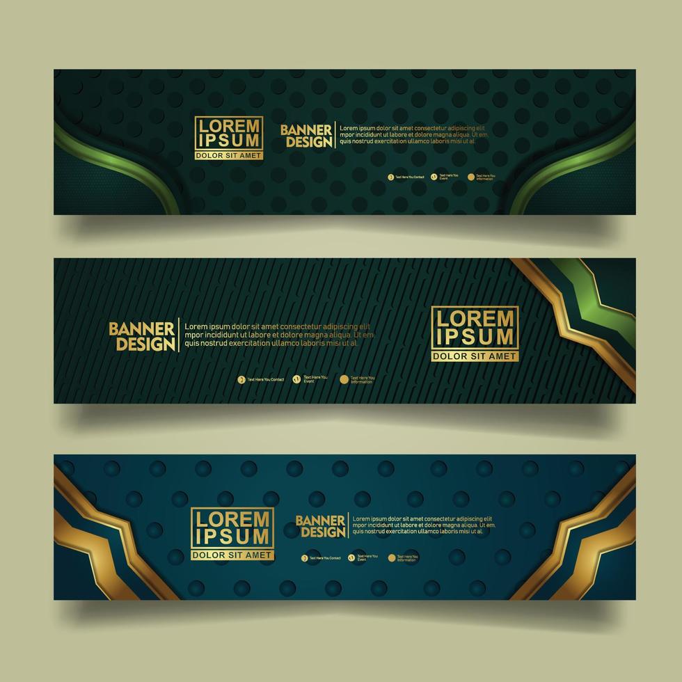 Set Banner Template Design mit luxuriösen und eleganten Linien formen Ornament-Effekt auf Texturmusterhintergrund vektor