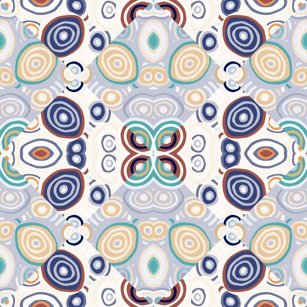 dekorative abstrakte Mosaikverzierung. nahtloses muster des kaleidoskops. hand gezeichnete kreisformtapete. vektor