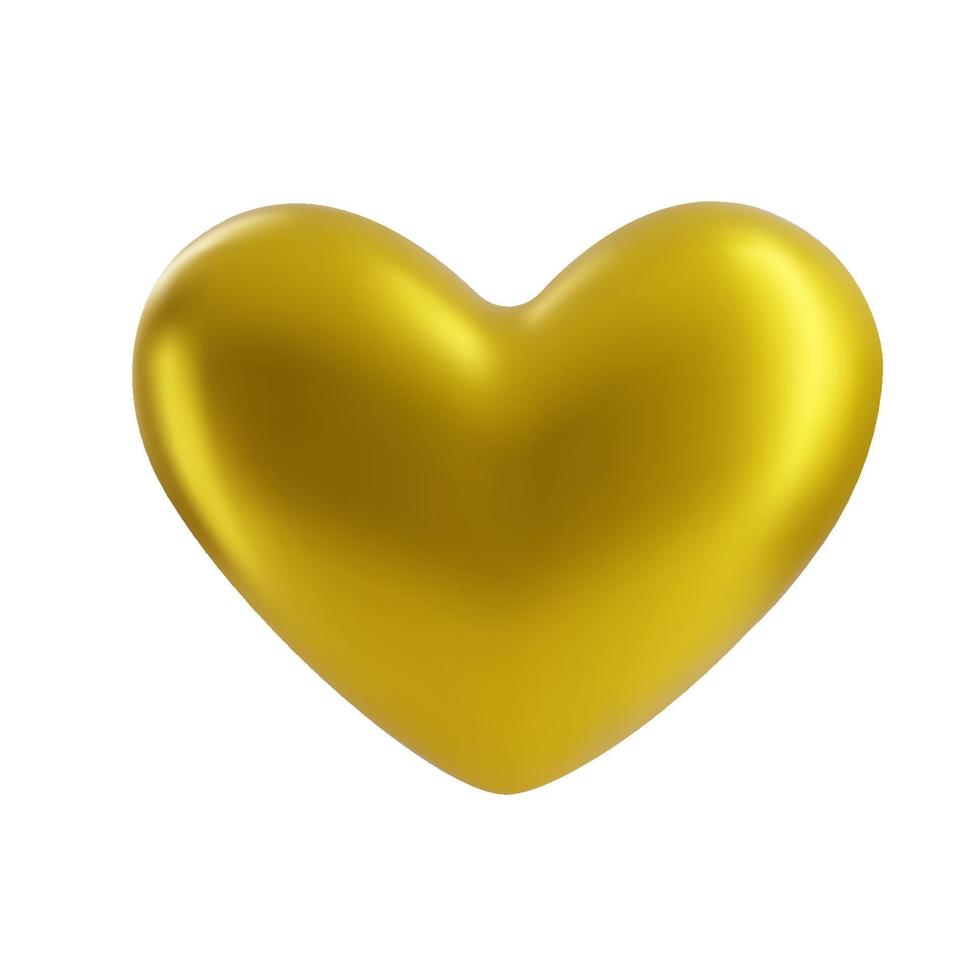 de gyllene hjärta är isolerat i en realistisk 3d stil. vektor ClipArt. dekorativ element för en Semester
