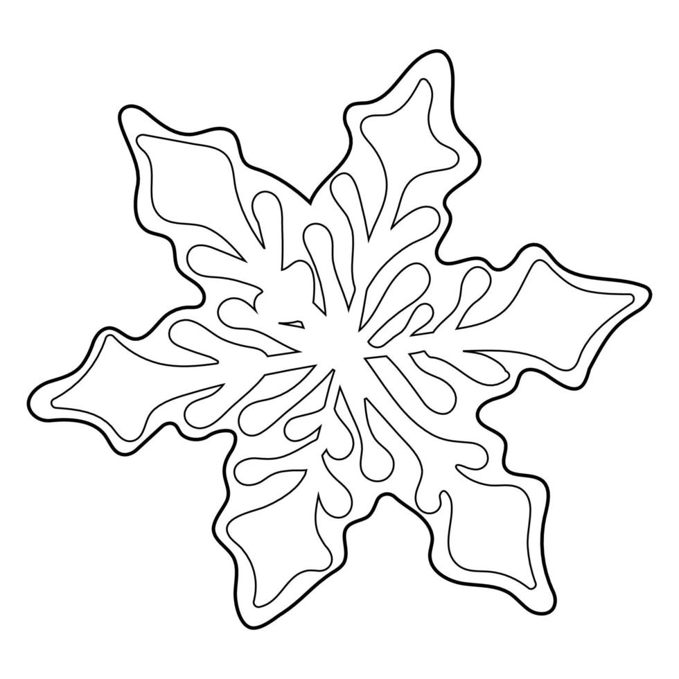 Lebkuchen in Form einer Schneeflocke. Weihnachts-Malbuch. Konturzeichnung vektor