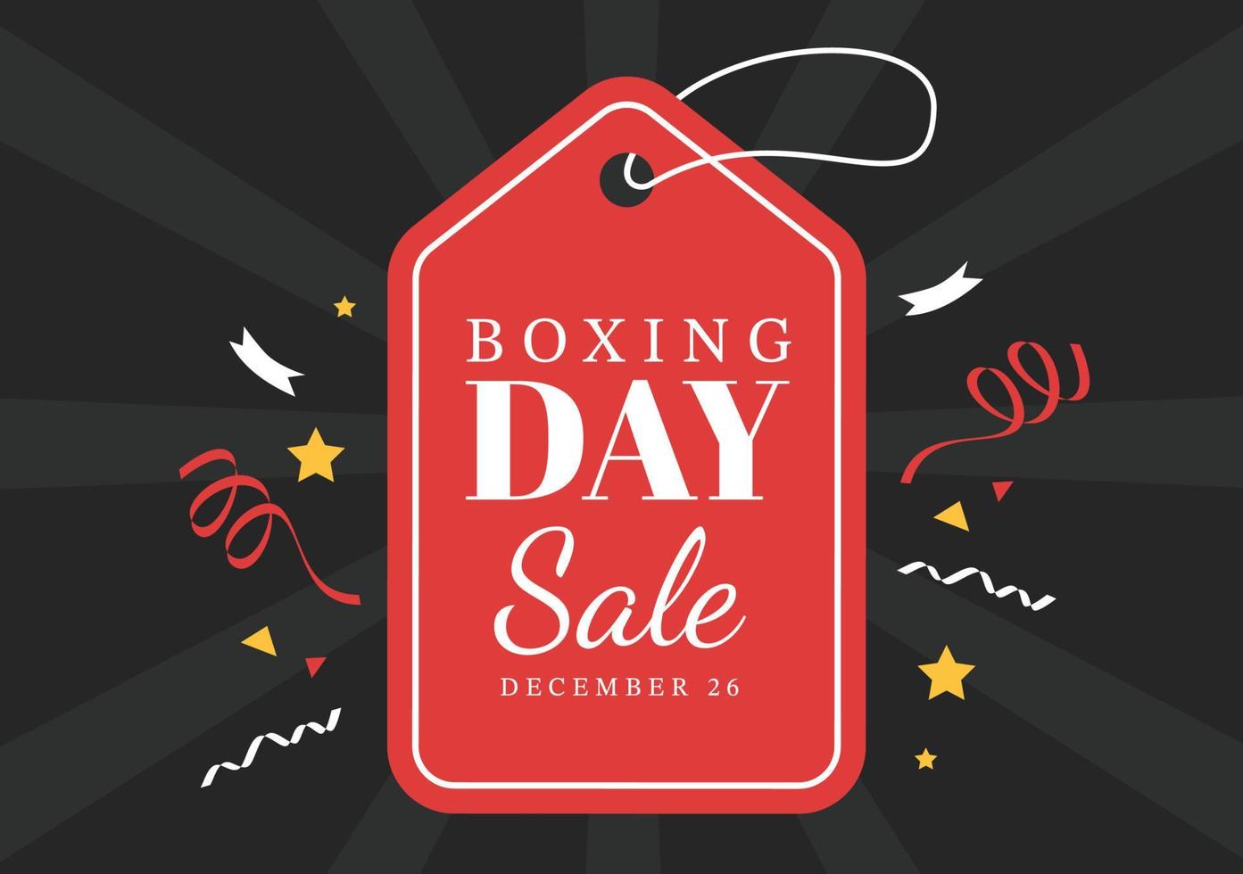 boxing day sale template handgezeichnete flache illustration der karikatur mit handschuh und geschenkbox für werbe- oder einkaufskonzept vektor