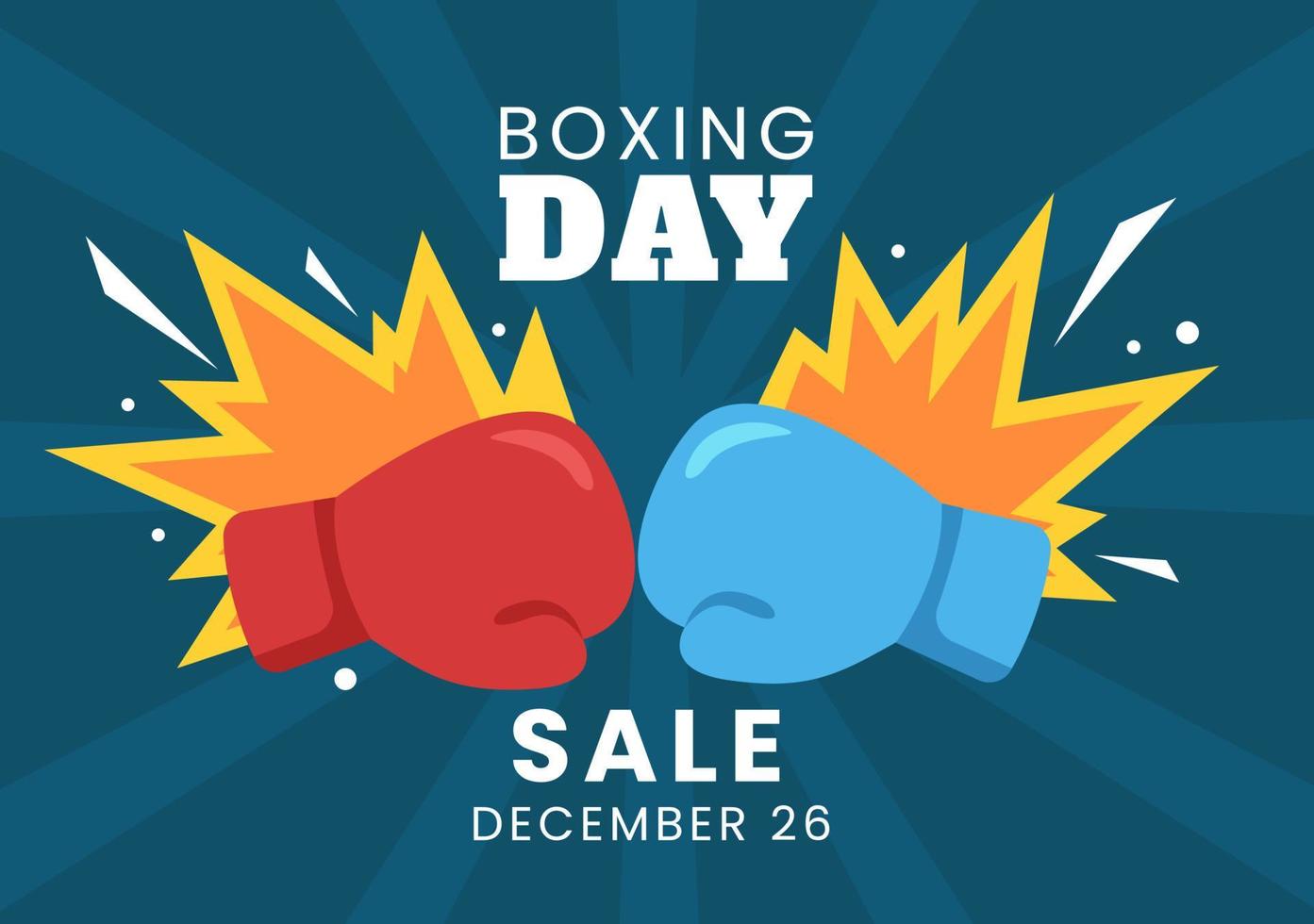 boxing day sale template hand gezeichnete cartoon flache illustration mit handschuh und geschenkbox für förderung oder einkaufskonzept vektor