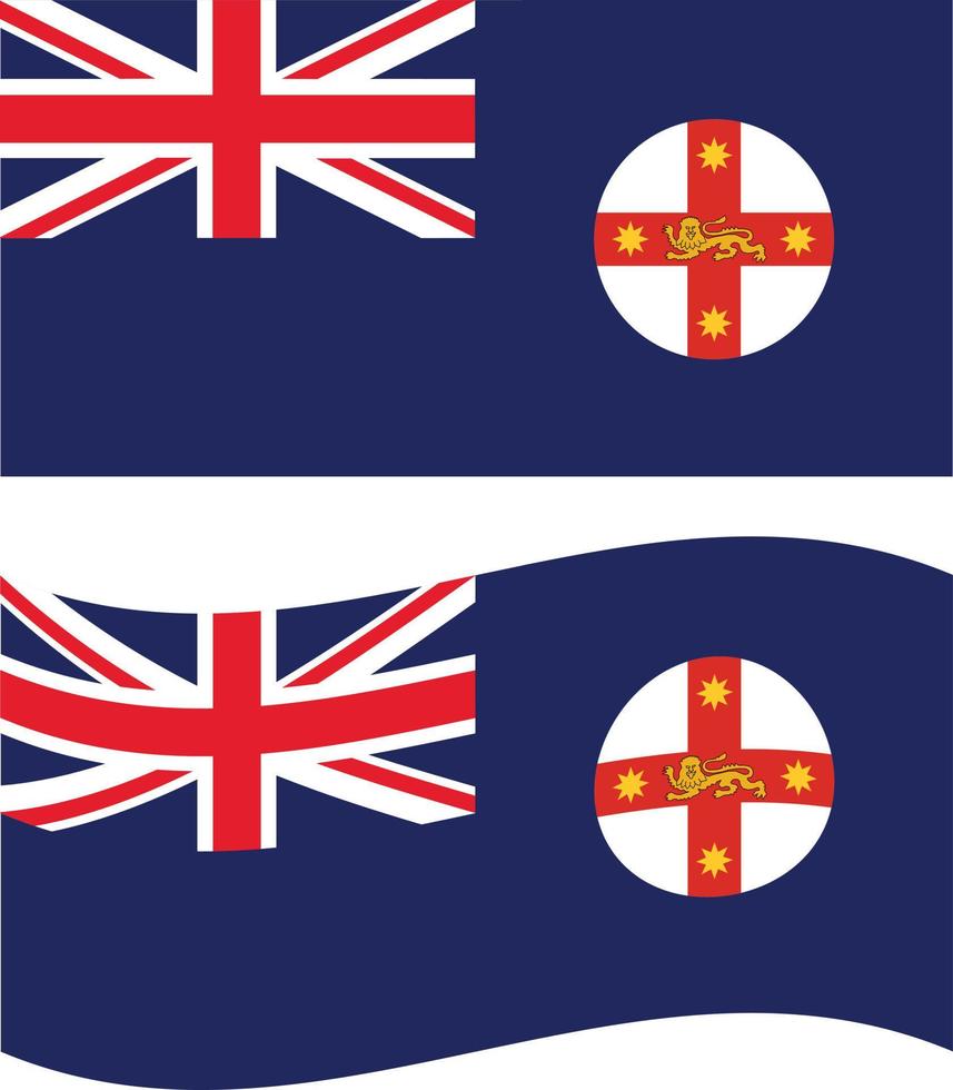 neue südwales-flagge. Abbildung der Flagge von New South Wales. schwenkende flagge von new south wales. flacher Stil. vektor