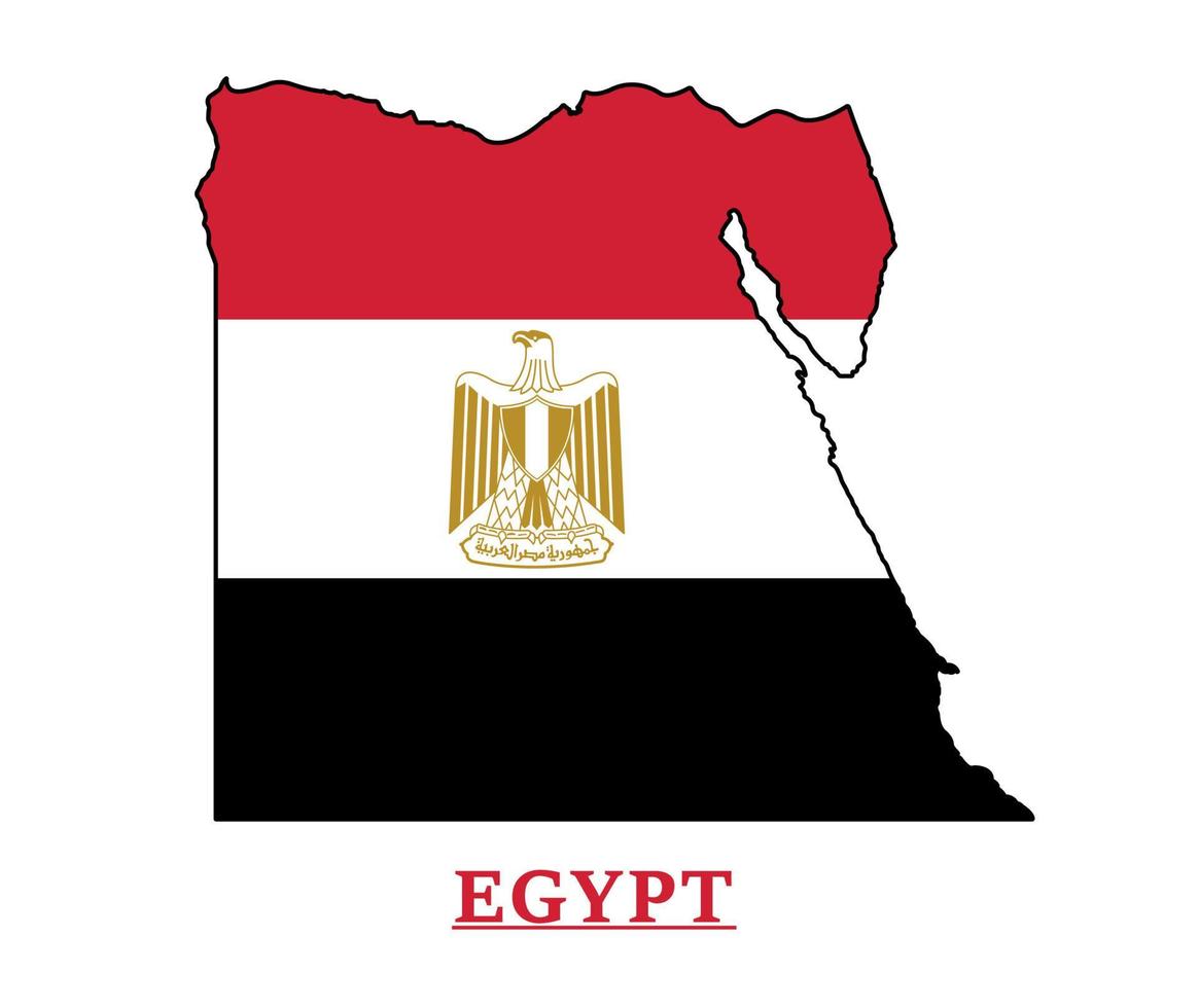 ägypten-nationalflaggenkartendesign, illustration der ägypten-landesflagge innerhalb der karte vektor
