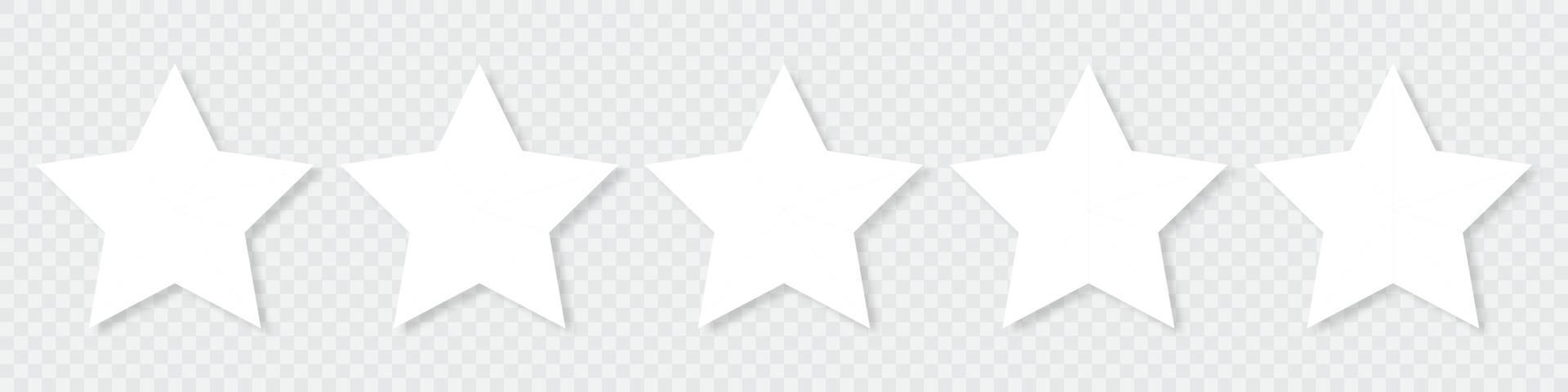vit fem stjärnor kvalitet betyg ikoner. 5 stjärnor ikon. fem stjärna tecken. betyg symbol. vektor illustration