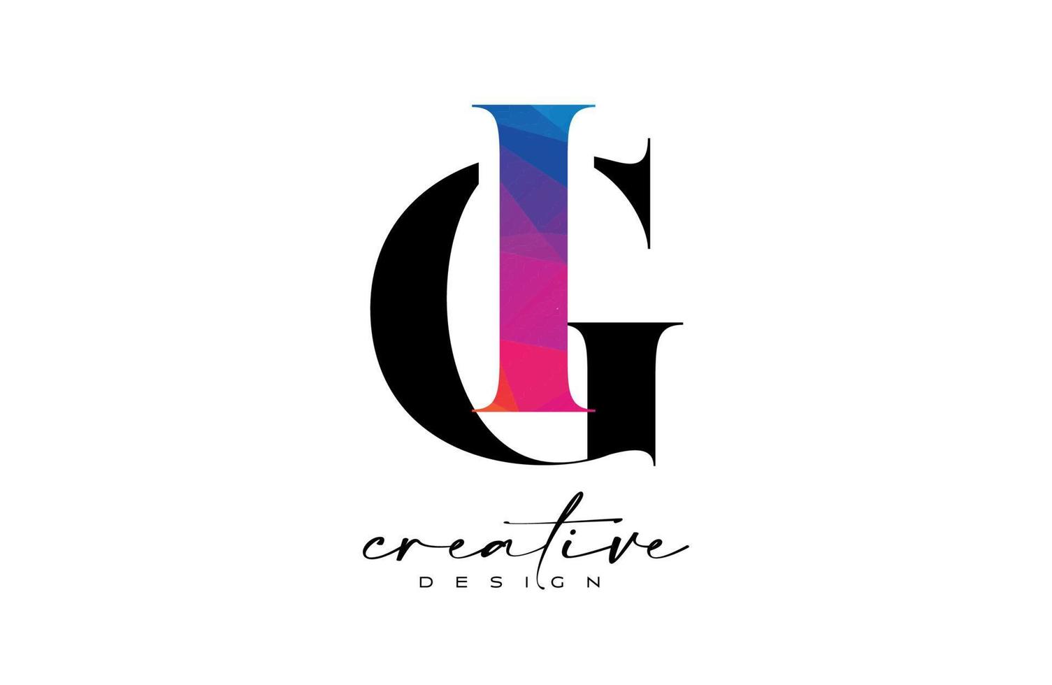 gi brev design med kreativ skära och färgrik regnbåge textur vektor