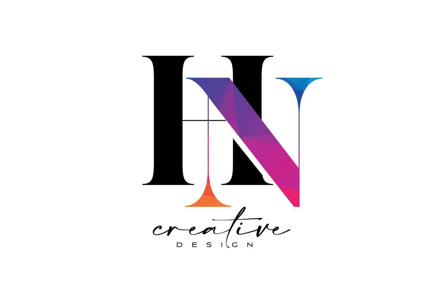 hn brev design med kreativ skära och färgrik regnbåge textur vektor