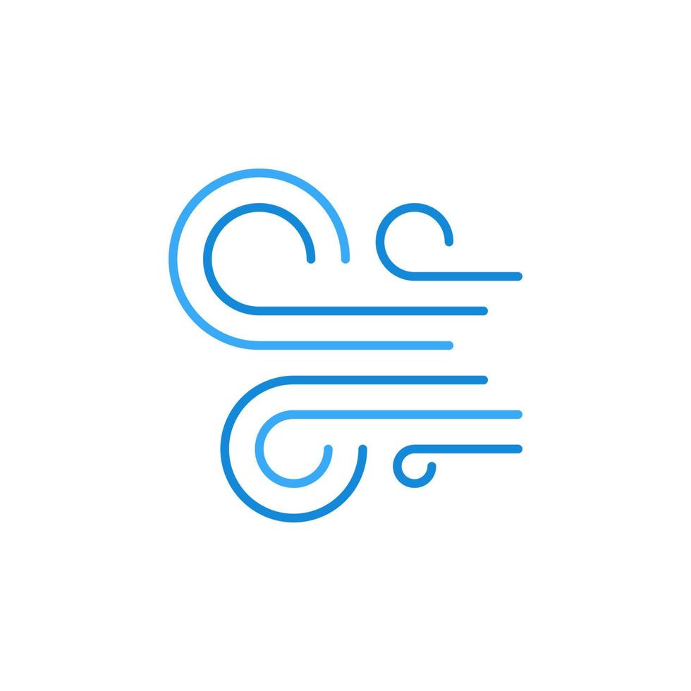 Wind fließt Vektorkonzept blaue kreative Linie Symbol oder Zeichen vektor