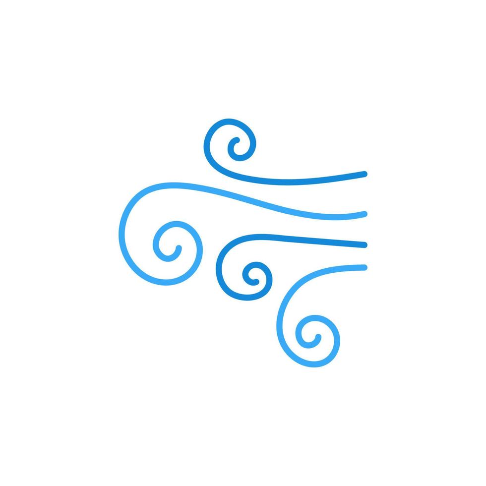 Windkonzept handgezeichneter Vektor dünne Linie blaues Symbol