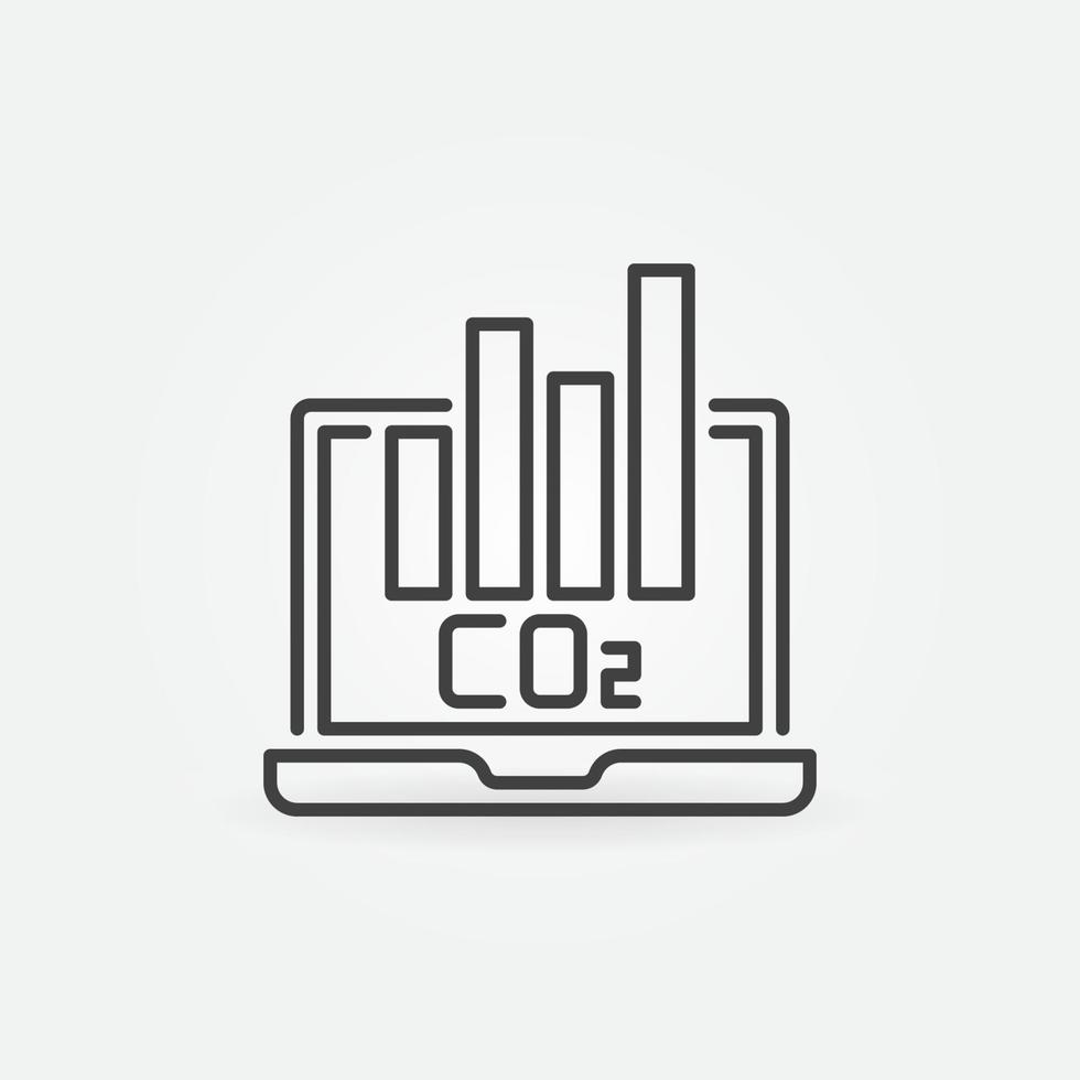bärbar dator med co2 kol dioxid bar Diagram vektor linje ikon