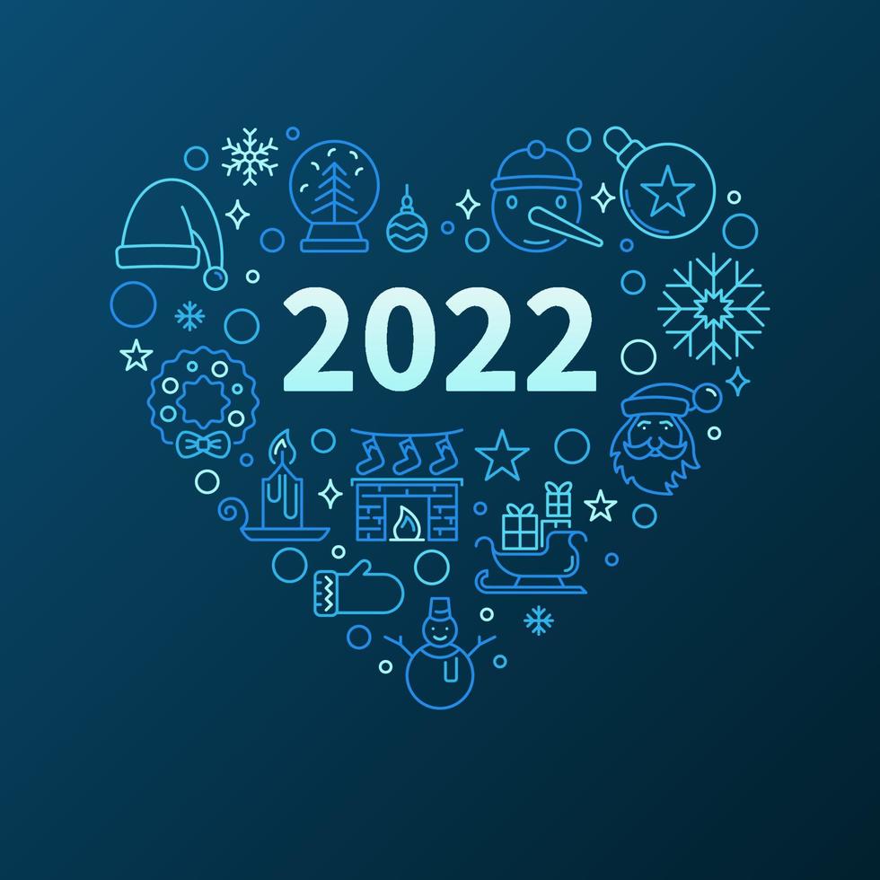2022 Neujahrsbanner mit blauem Design mit rundem Umriss vektor