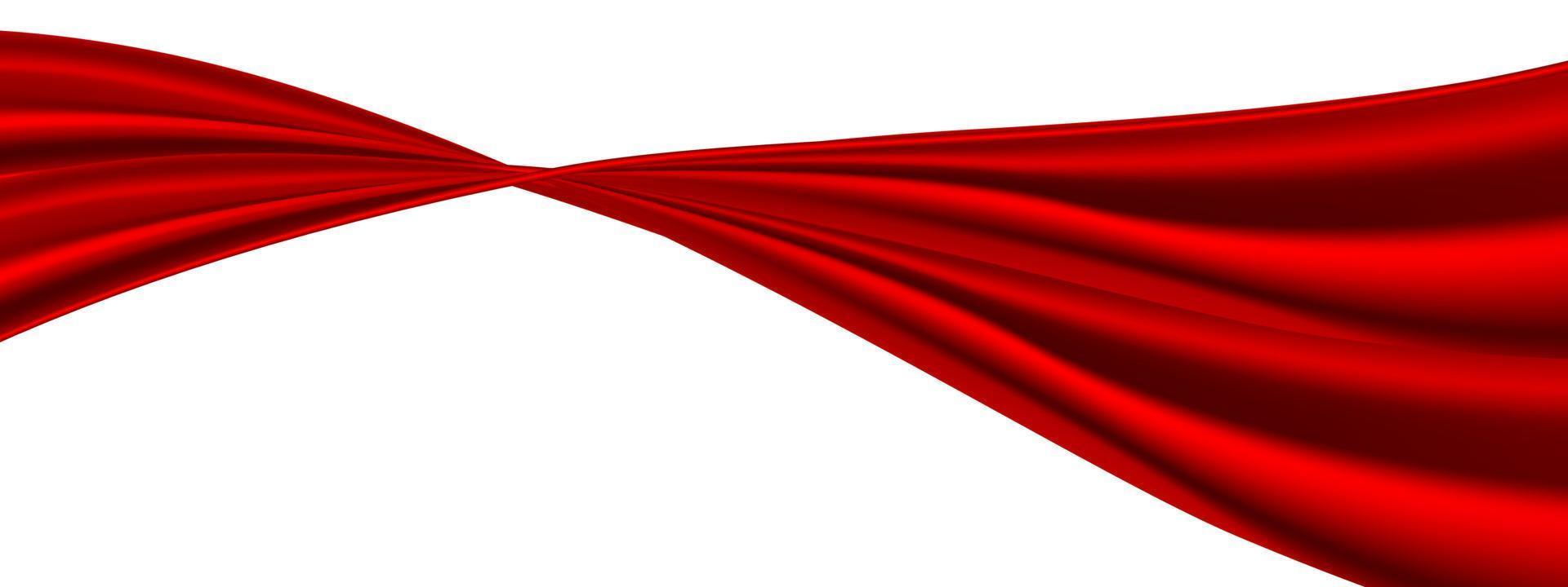 abstrakter Vektor rote Welle Seidensatin Stoff auf weißem Hintergrund für große Eröffnungszeremonie andere Gelegenheit