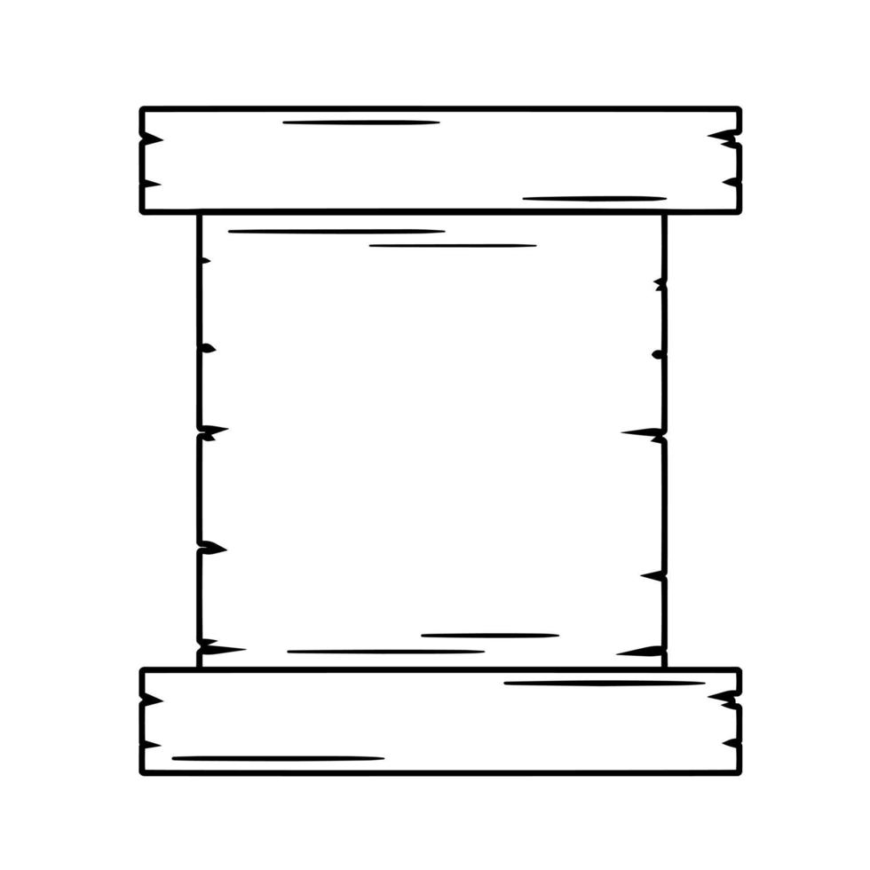 alte Schriftrolle. Vorlage für antiken Text. mittelalterlicher Papyrus. Papier zum Schreiben. Umriss-Cartoon-Illustration vektor