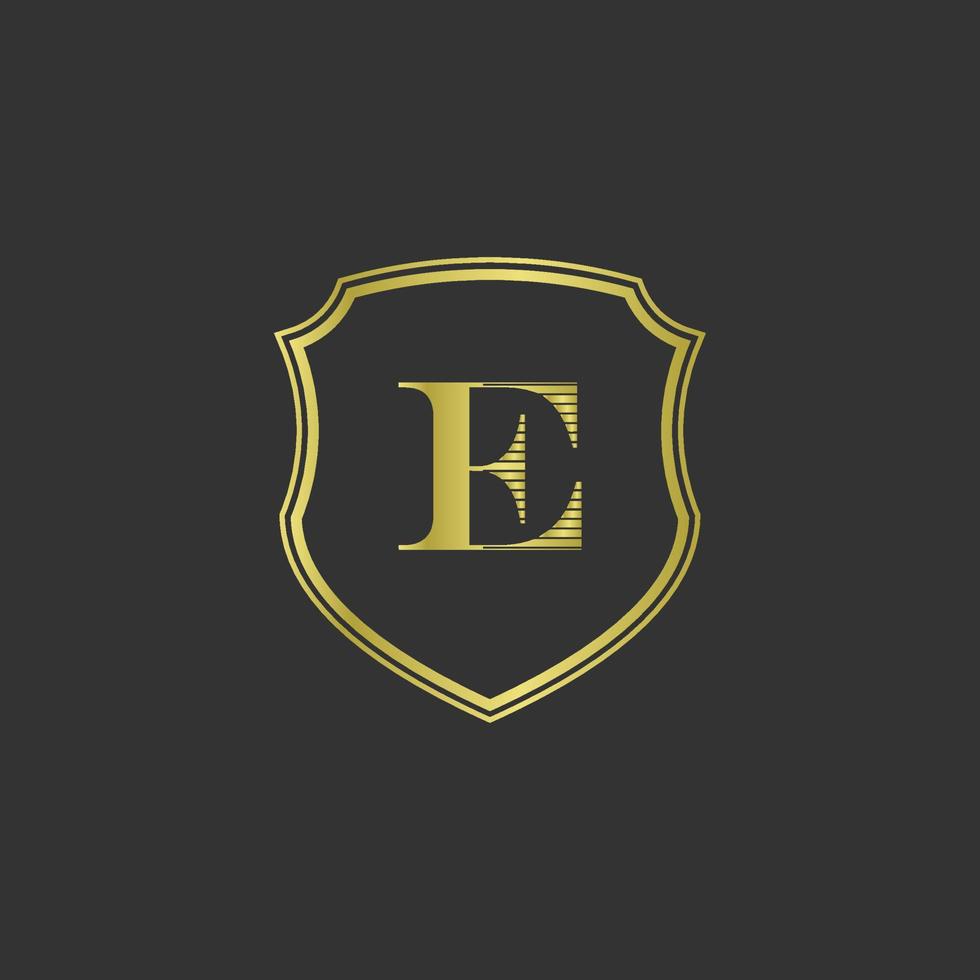 initialen e elegantes goldlogo vektor