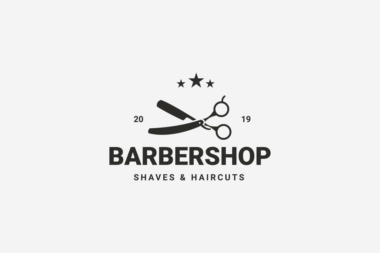 barbershop enkel minimalistisk logotypdesign med elegant prydnad vektor