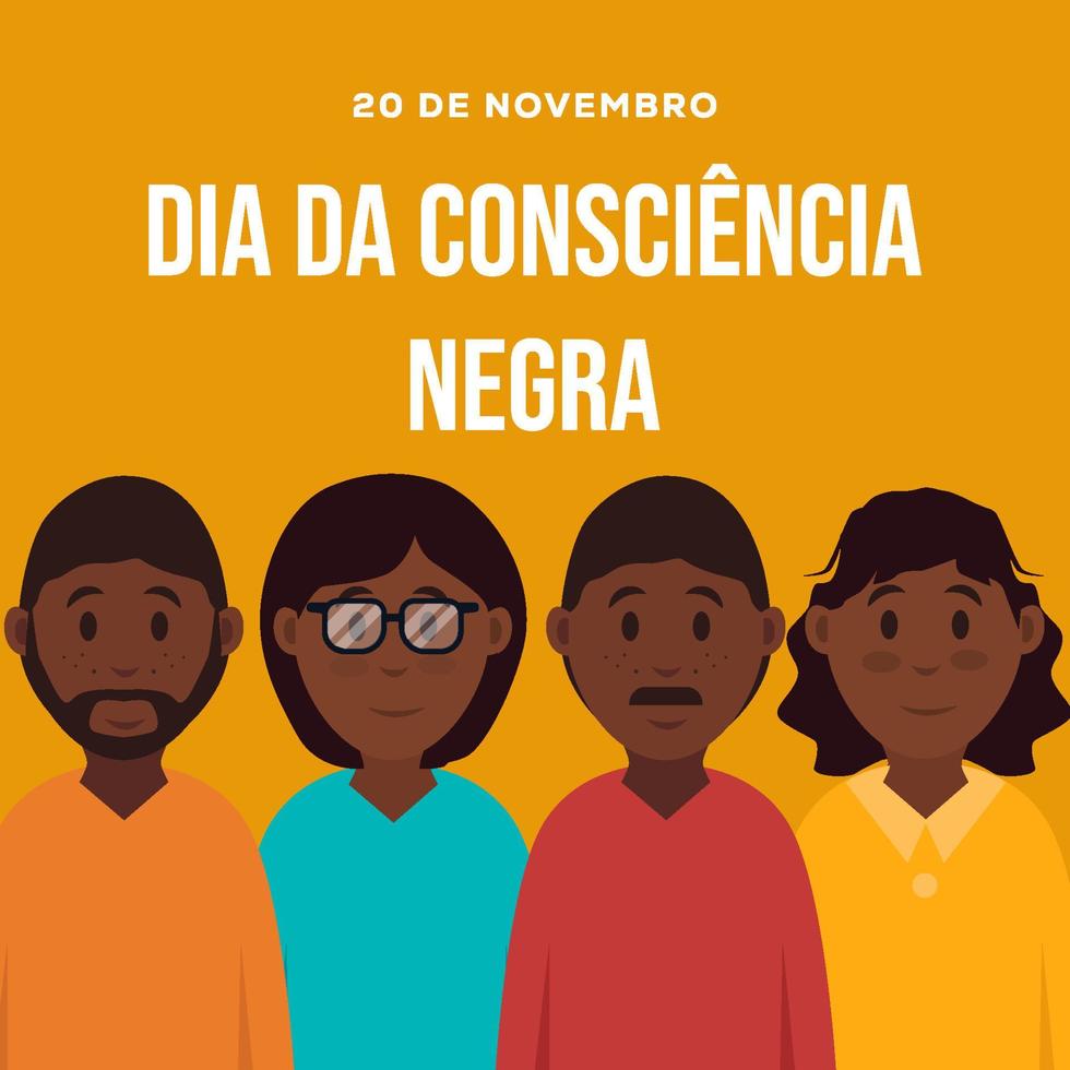 flacher Designvektor dia da consciencia negra vektor